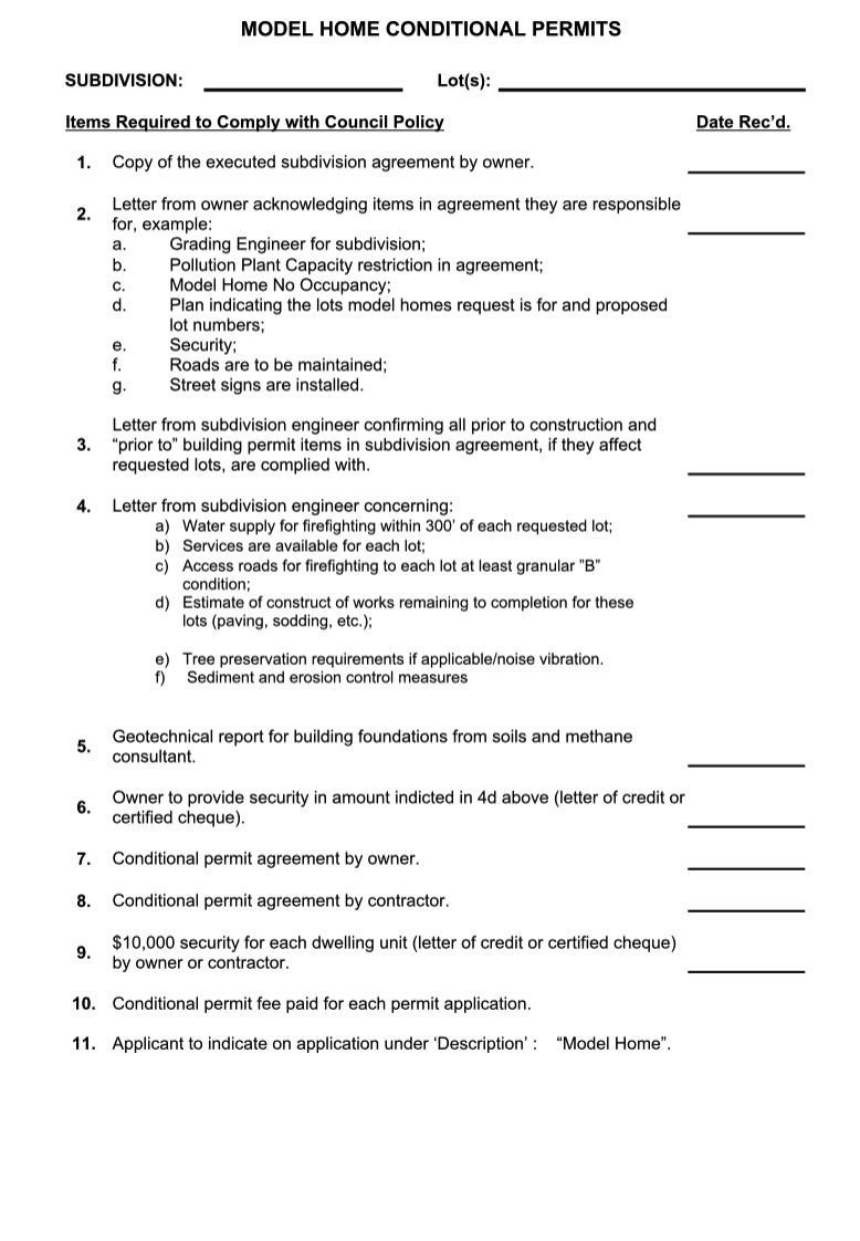 Example of Permits Checklist