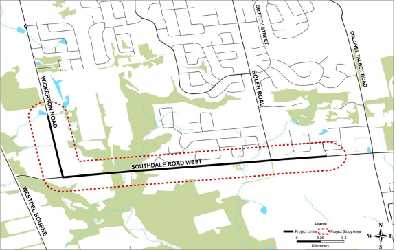 The Environmental Assessment study area included Southdale Road West between Byron Hills Drive and Wickerson Road and Wickerson Road between Southdale Road West and Wickerson Gate. For more information, please contact Peter Kavcic by emailing pkavcic@london.ca or calling 519-661-2489 extension 4581.