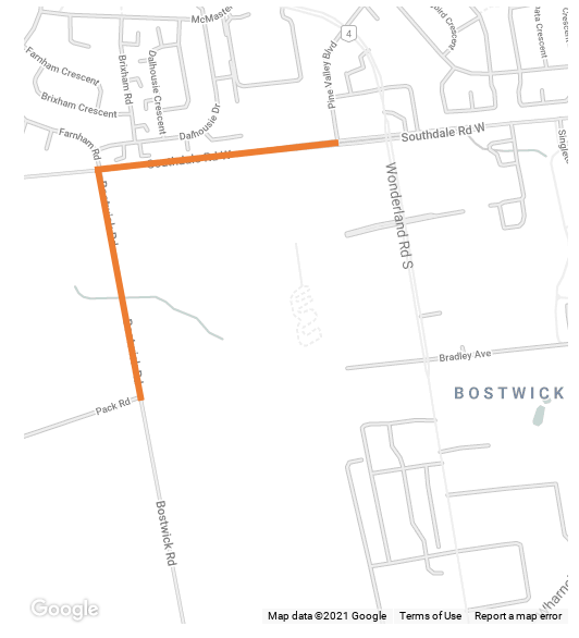 This map above shows the projects limits. In phase one, The City will be reconstructing Southdale Road West from Pine Valley Boulevard to Bostwick Road and Bostwick Road from Southdale Road West to Pack Road. For more information, please contact Violetta Sypien at vsypien@london.ca or by calling 519-661-2489 x 1922