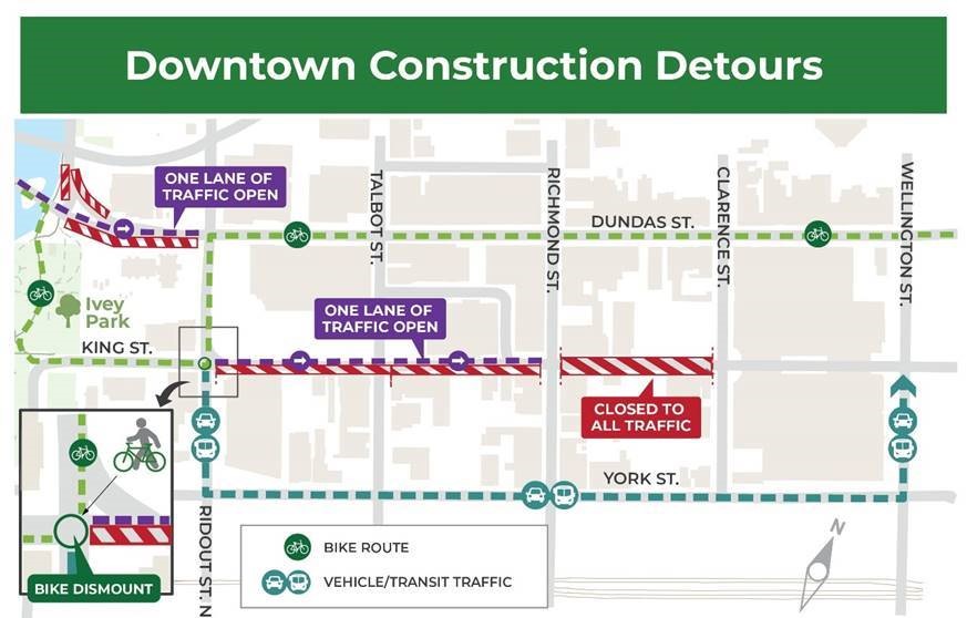 The Downtown Loop Phase 1B detour. For more information, please contact Jaden Hodgins at jhodgins@london.ca or by calling 519-661-2489 ext. 1781
