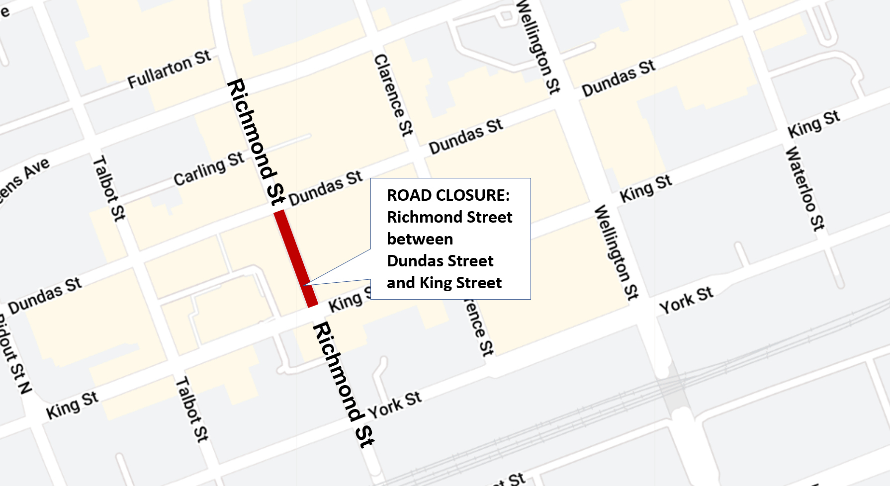 Road closure map to accommodate for filming downtown