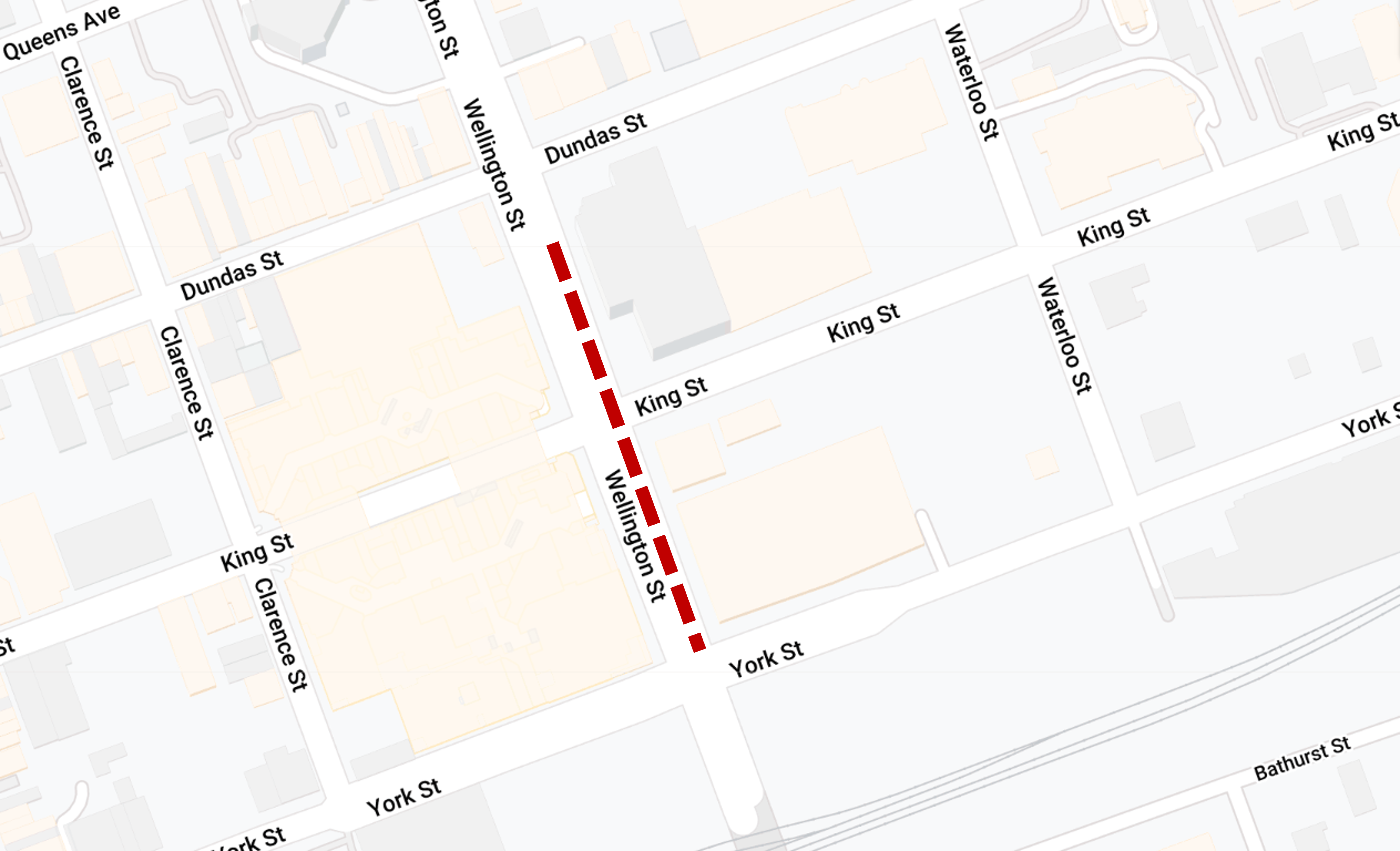 Lane restrictions on Wellington Street between York and Dundas Streets
