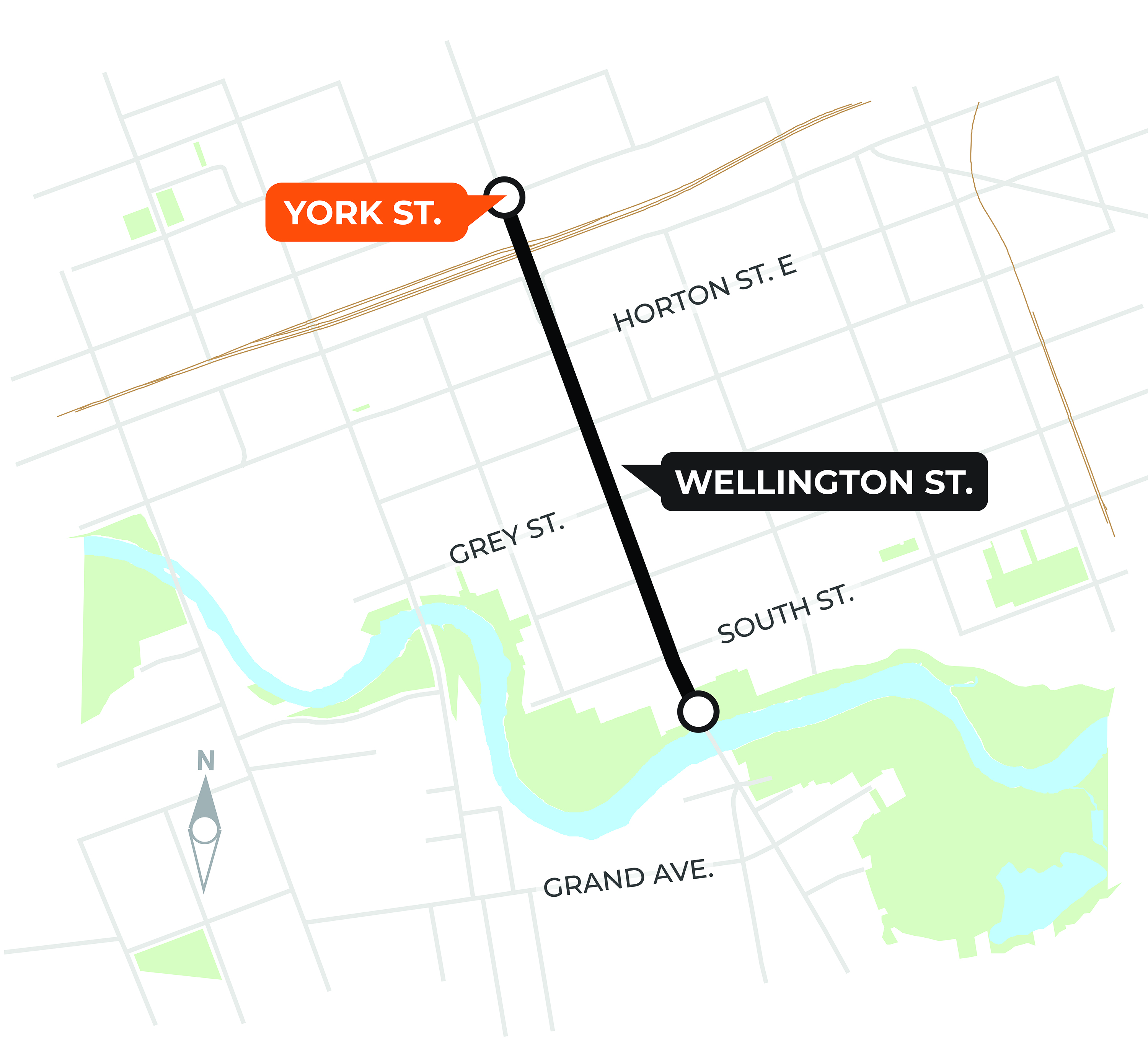 Map of the construction limits for the Wellington Gateway Phase 1 project