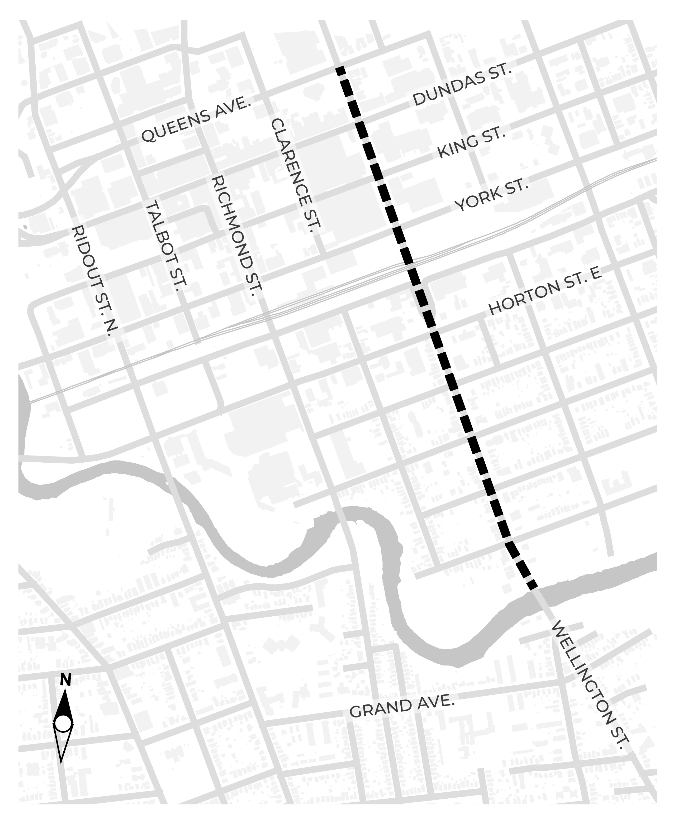A map of the Wellington Gateway Phase 1 project limits.