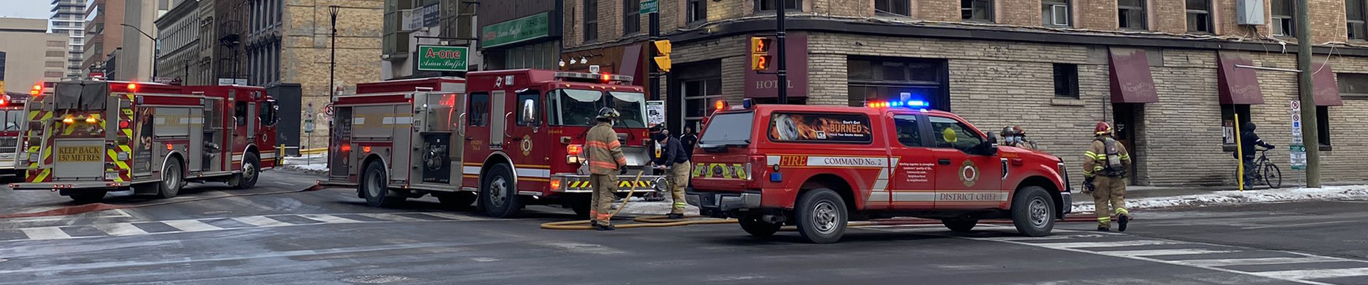 Fire trucks responding to a call 