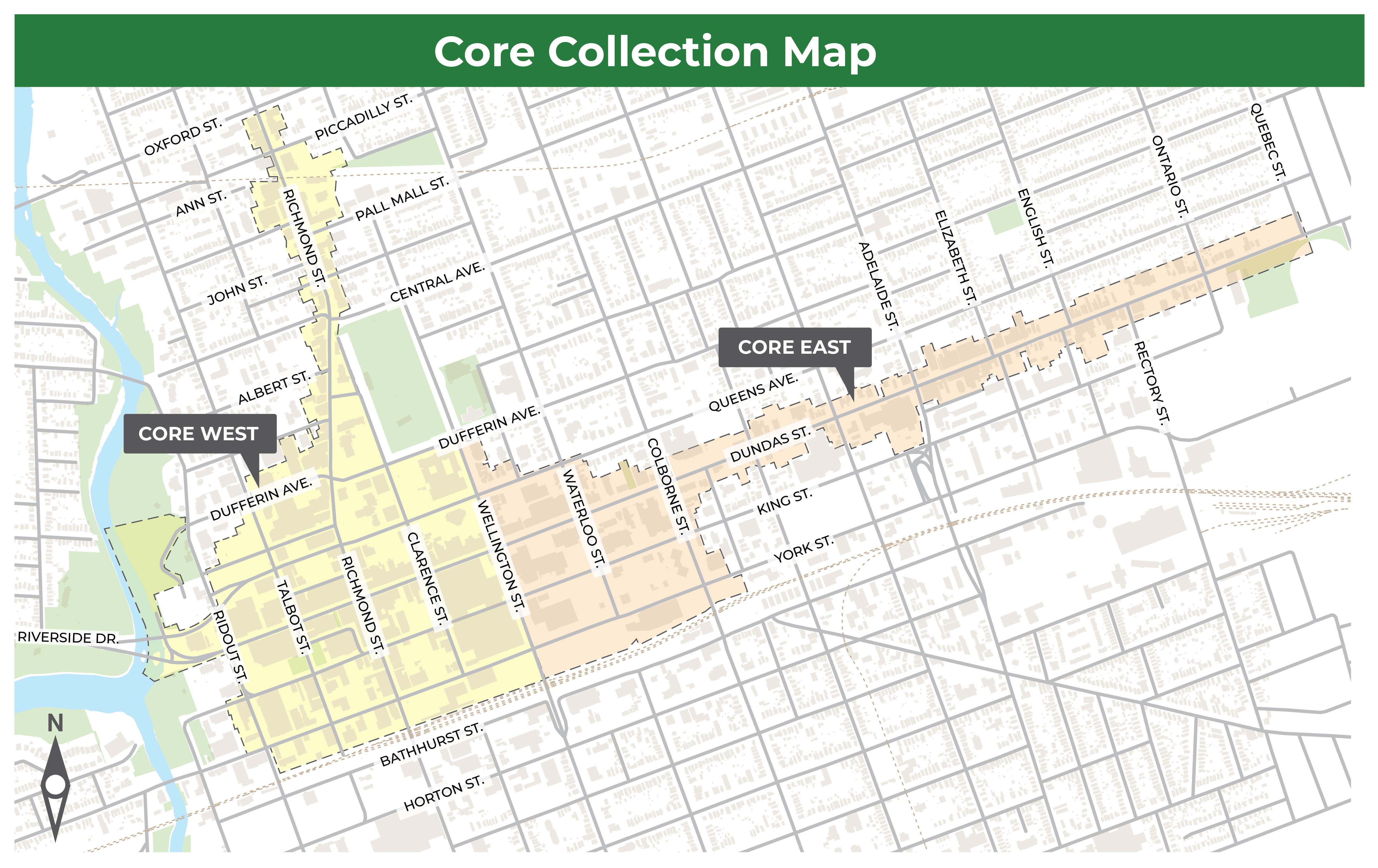 Area view of the core collection map