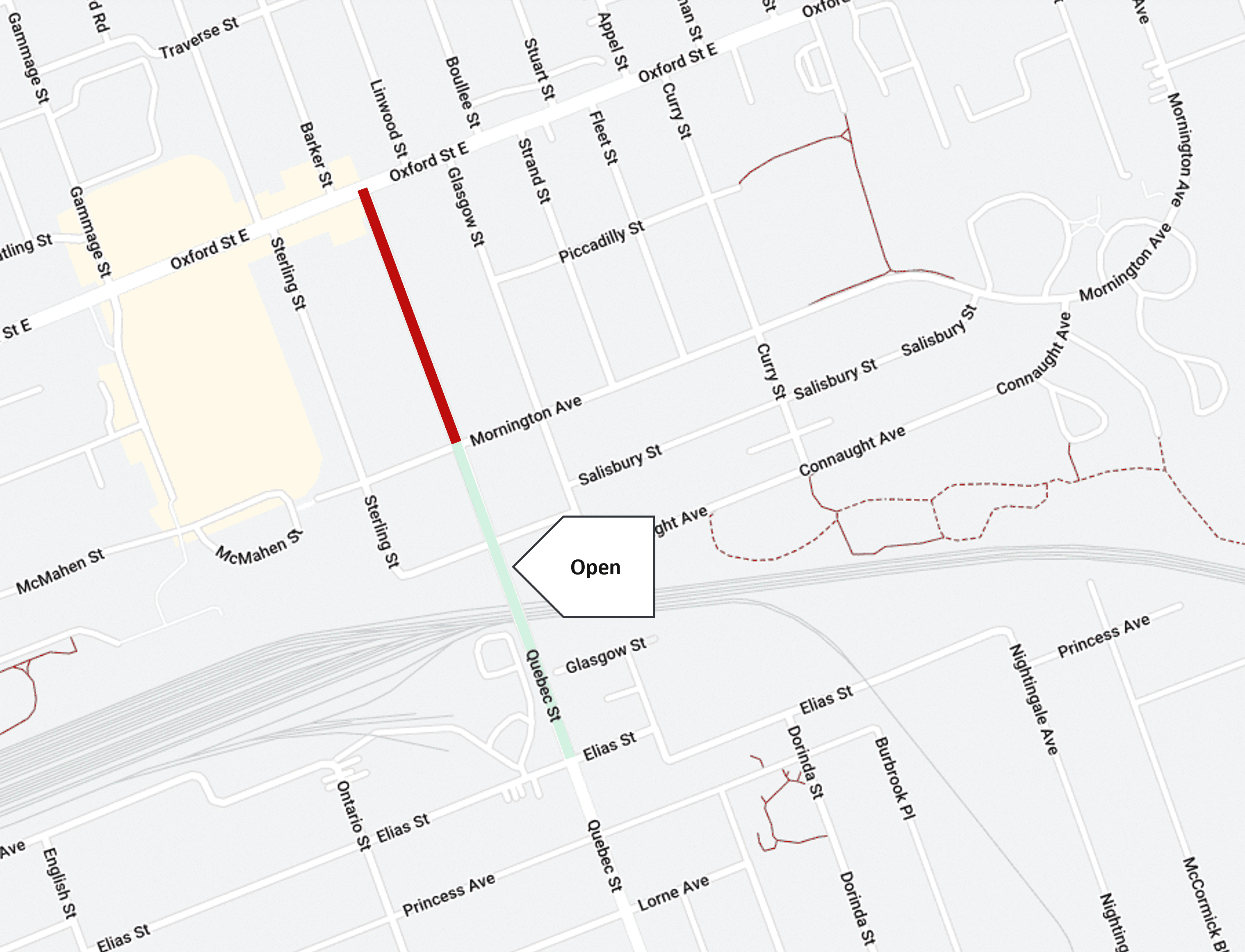 map of Quebec Street opening