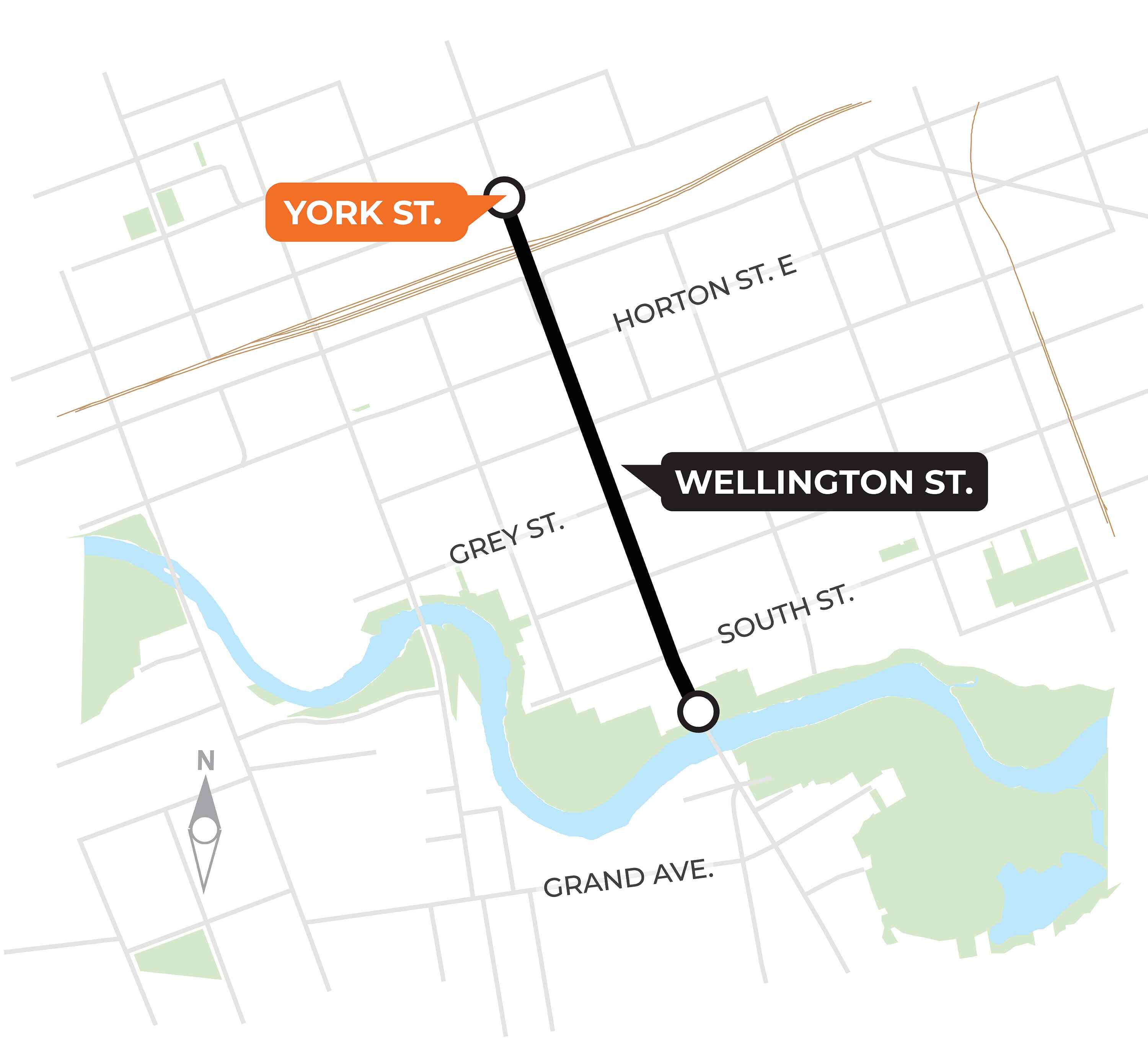 Map of the construction limits for the Wellington Gateway Phase 1 project