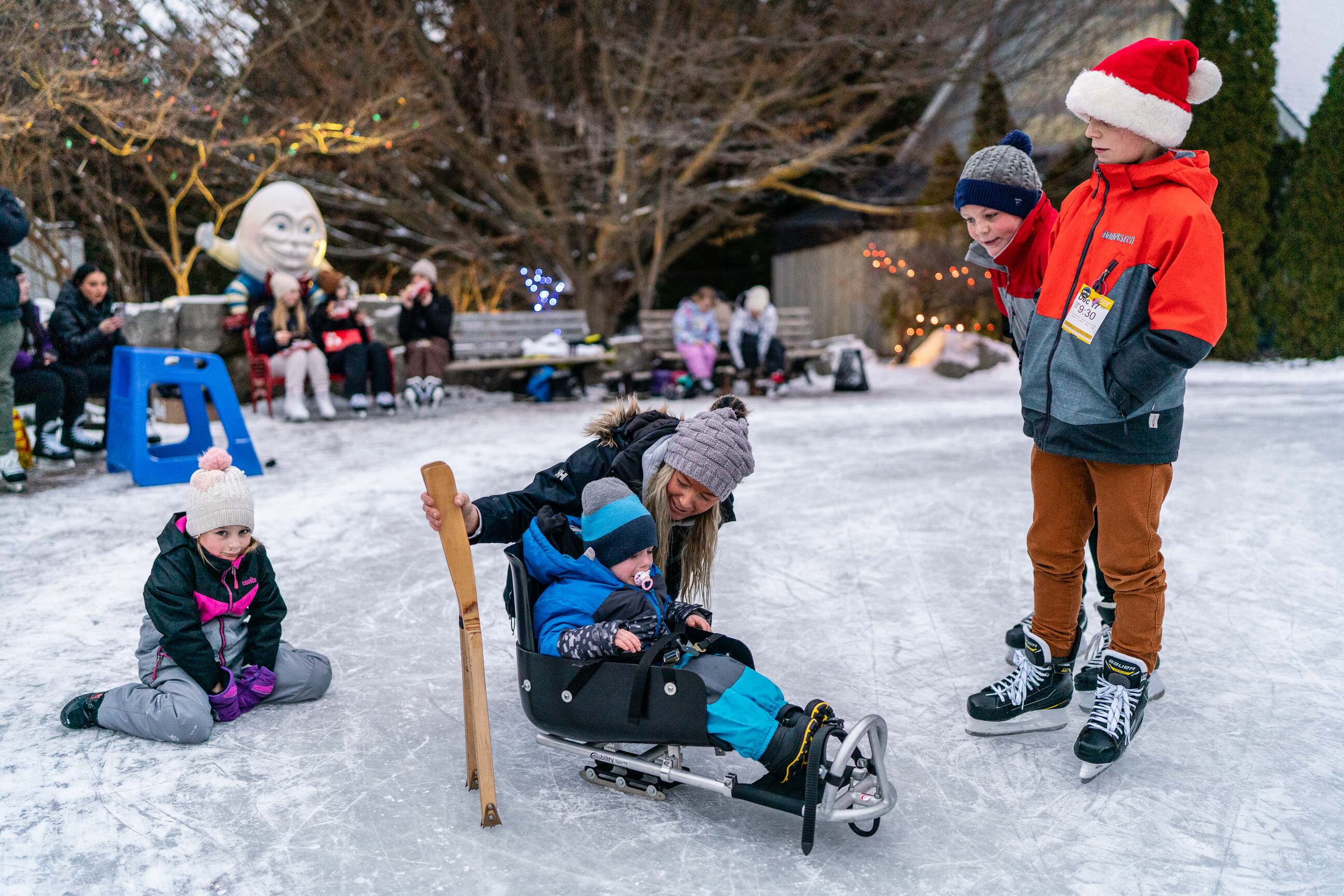 People enjoying the winter skate trial at Storybook Gardens