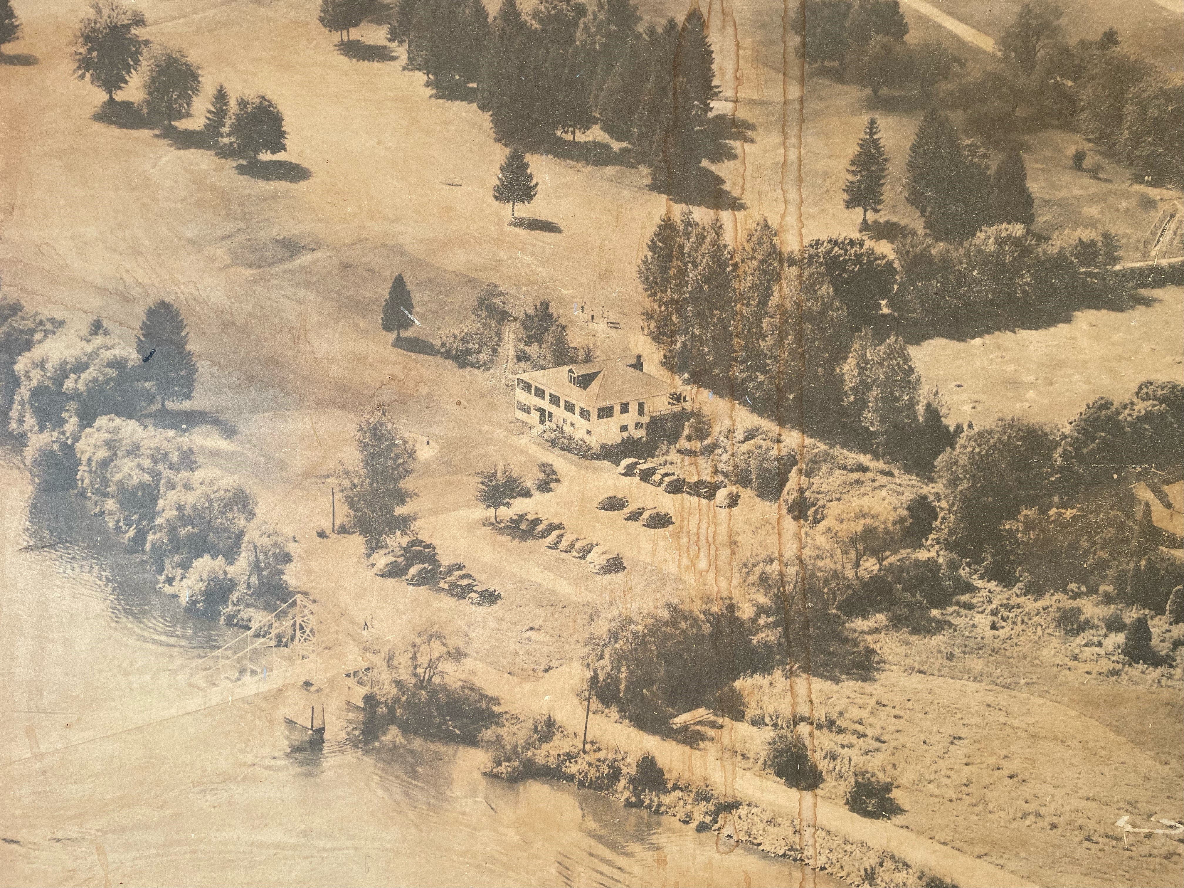 An early, aerial photo showcases the Thames Valley Golf Course in London, Ontario. Date unknown. 