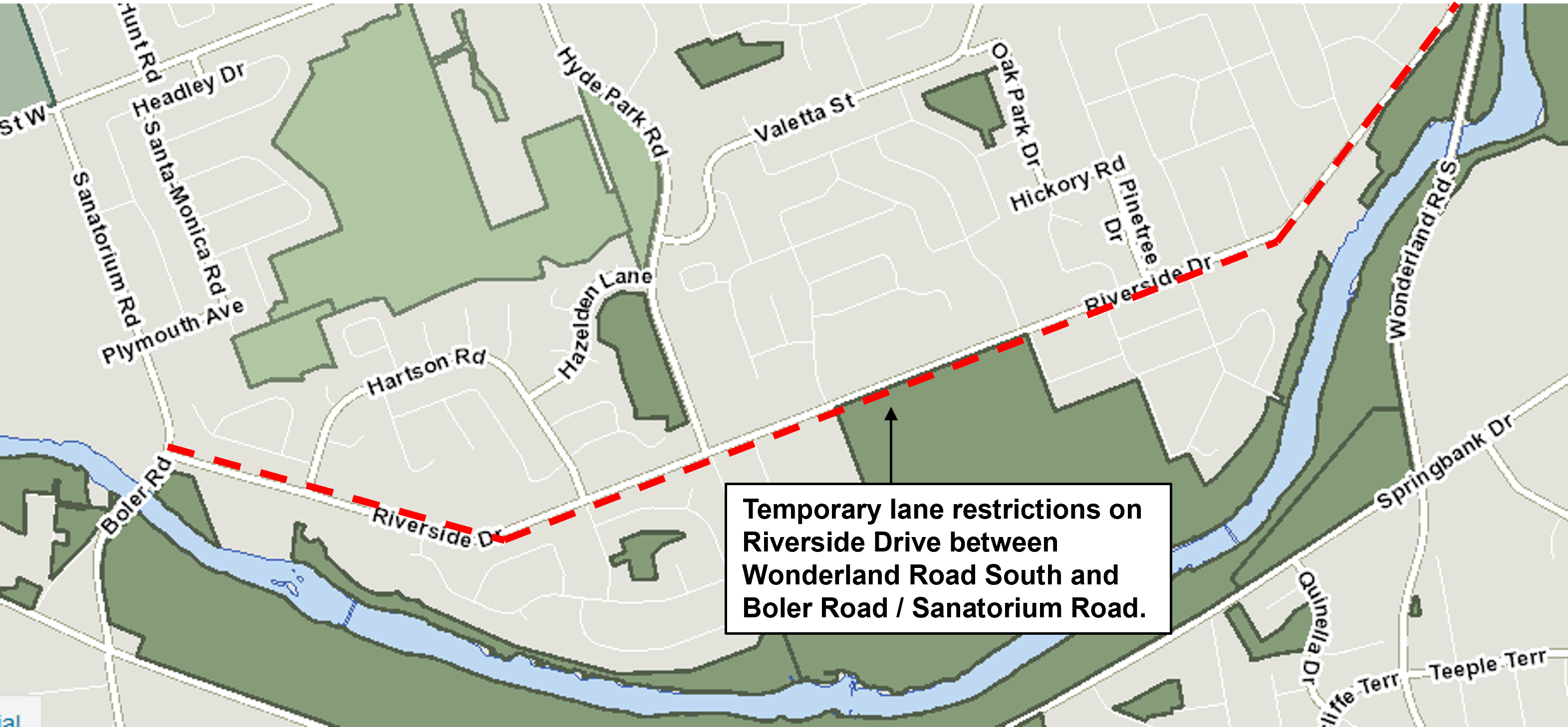 Riverside lane restrictions