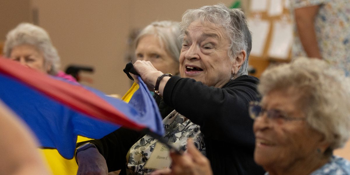 Adult Day Program parachute activity.