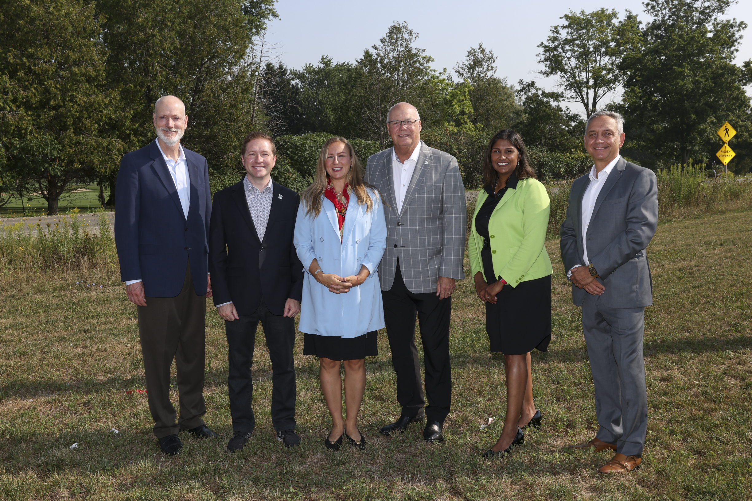 Doug MacRae, Director of Transportation and Mobility; Mayor Josh Morgan; Hon. Kinga Surma, Minister of Infrastructure; Hon. Rob Flack, Minister of Municipal Affairs and Housing and MPP for Elgin–Middlesex–London; Councillor Corrine Rahman, Ward 7; and Councillor Jerry Pribil, Ward 5.