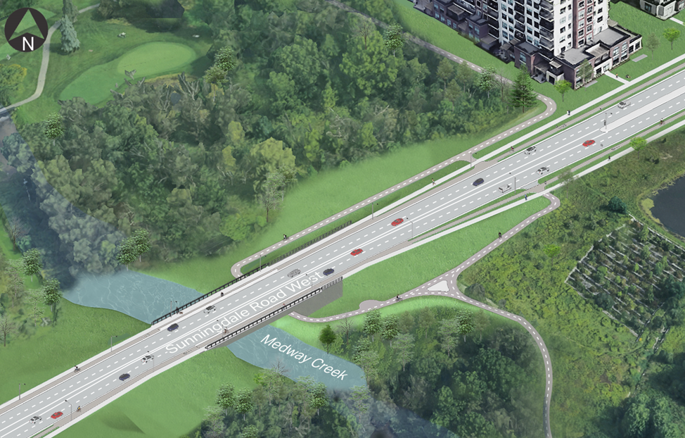 Conceptual rendering of the Sunningdale Road widening project.