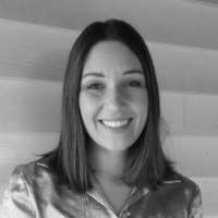 Black and white image of woman smiling