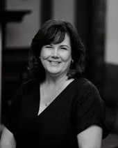 Black and white image of woman smiling
