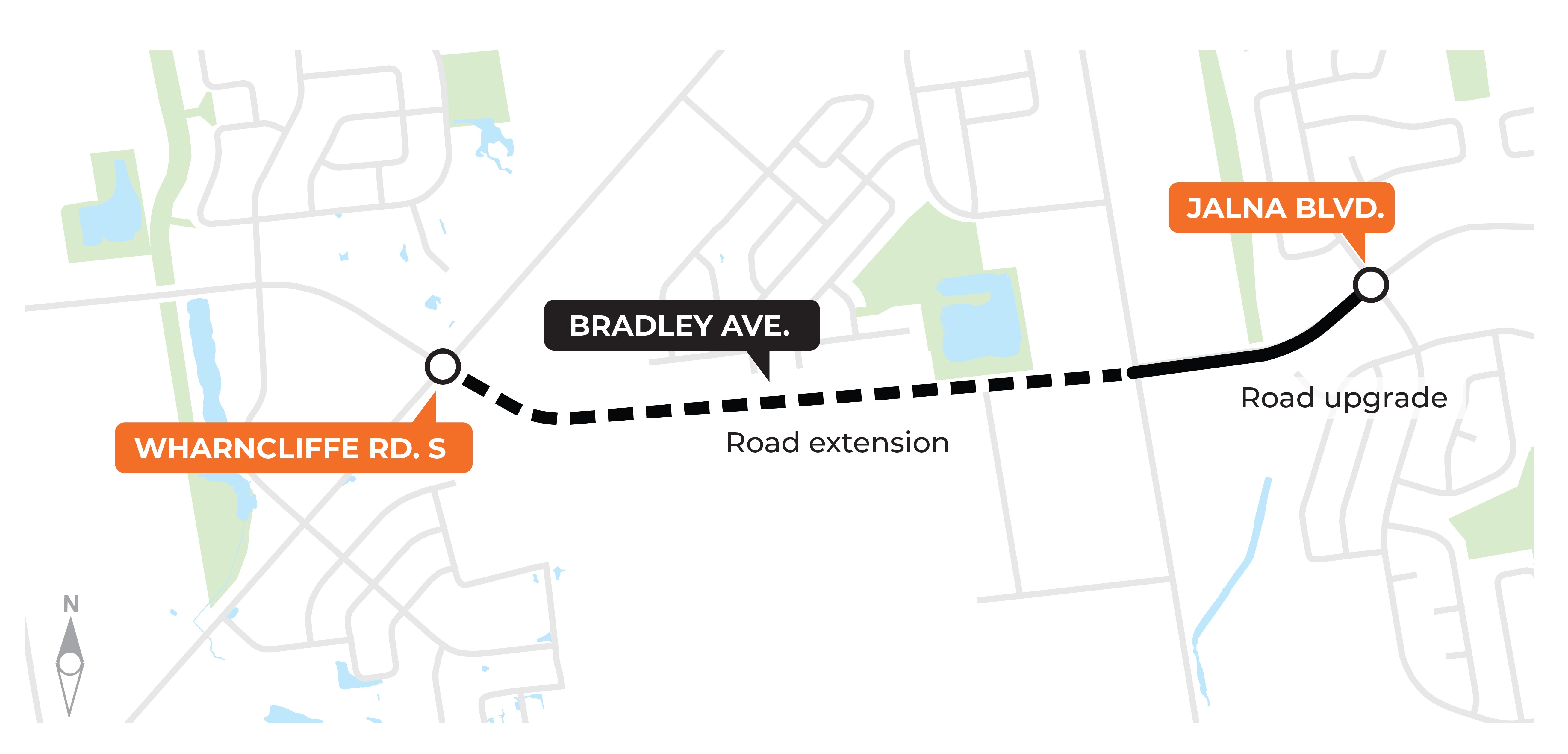We’re extending part of Bradley Avenue and making road improvements from Wharncliffe Road South to Jalna Boulevard