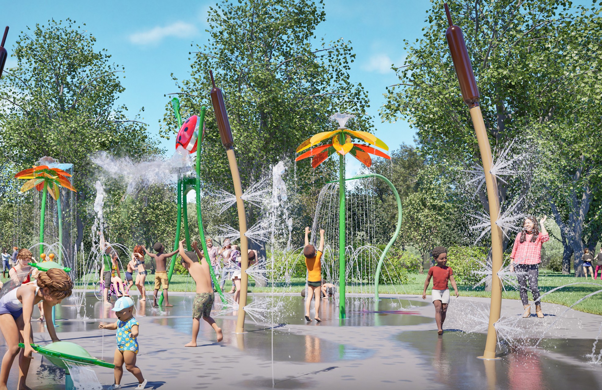 Rendering of a splash pad to be constructed in Thames Park