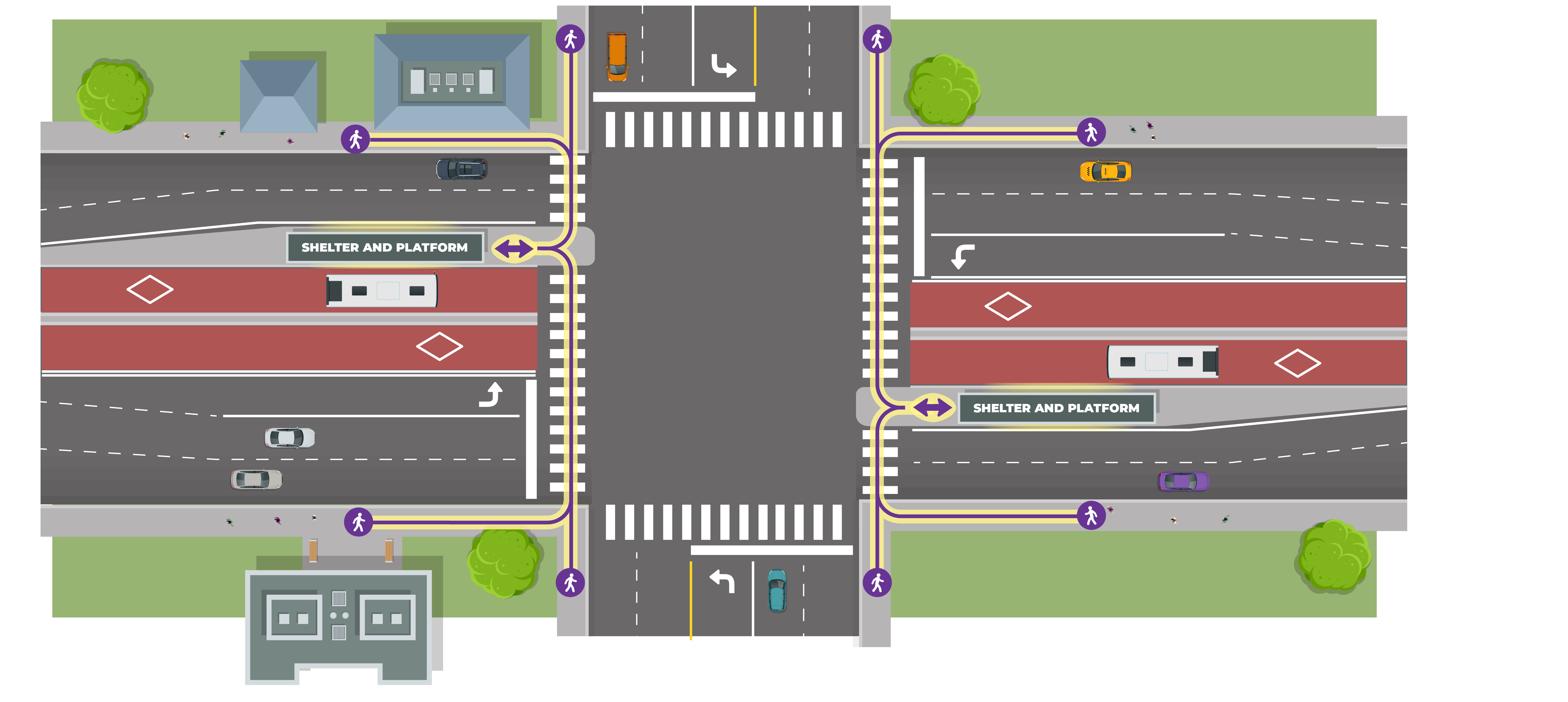 A graphic showing where transit users board the bus