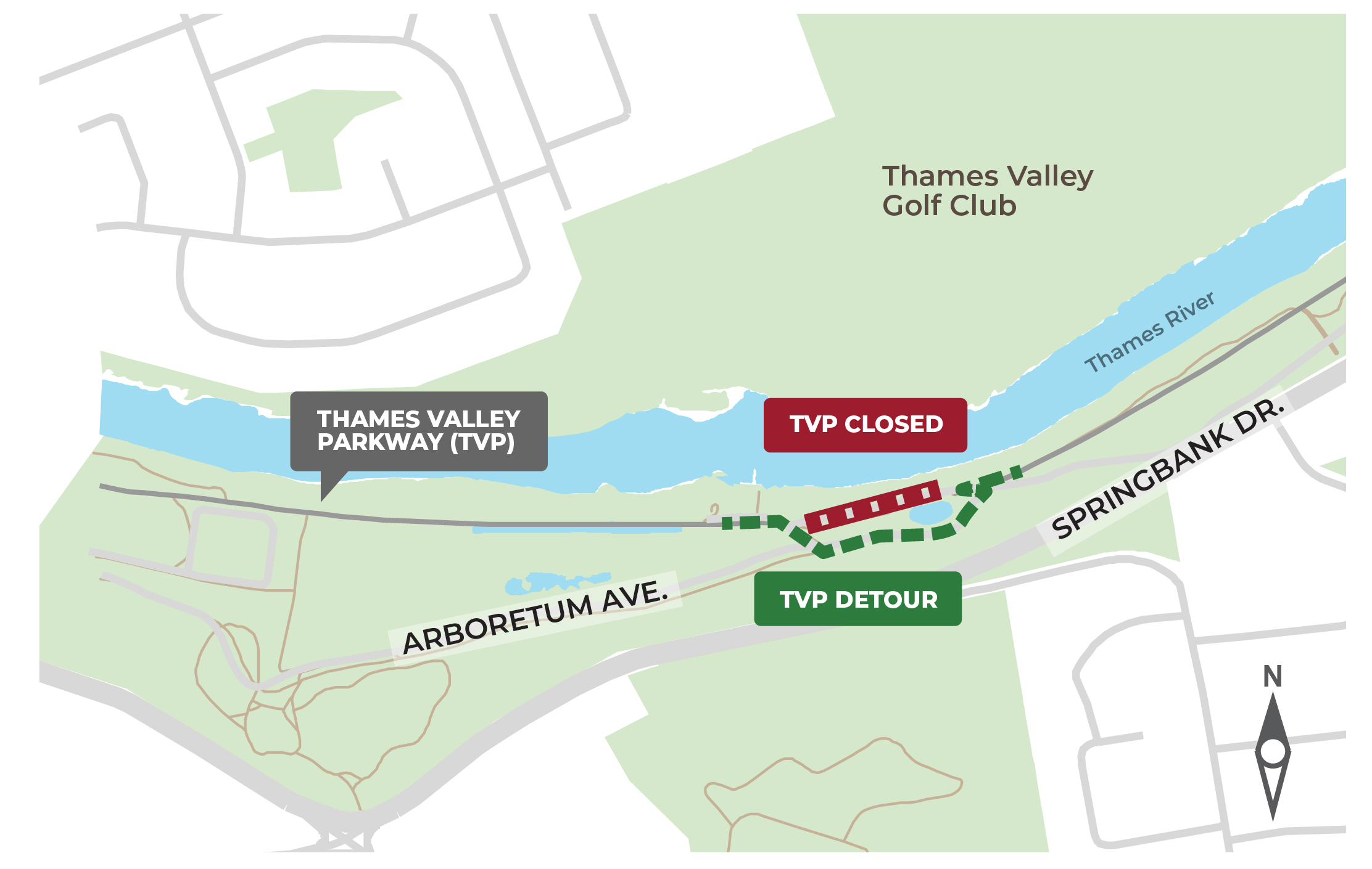 Map showing closure on the TVP