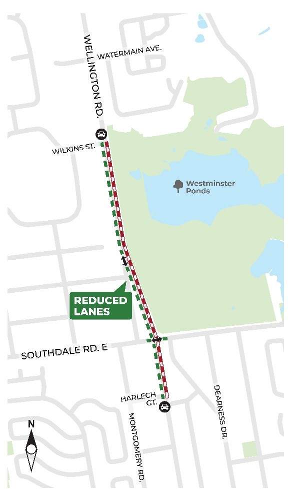 A map of Phase 3 of the Wellington Gateway project. Contact cocc@london.ca for assistance. 