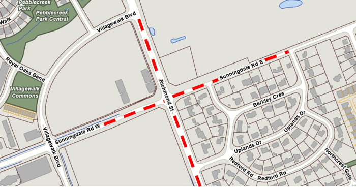 sunningdale road lane restrictions map