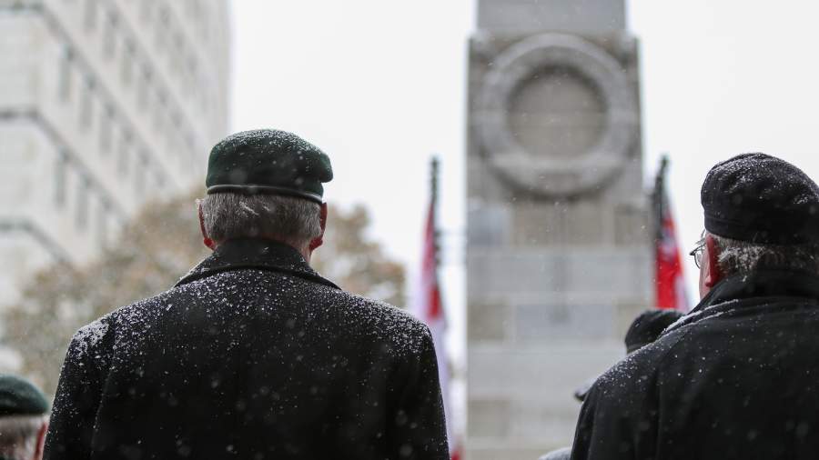 two people standing in front of Cenotaph
