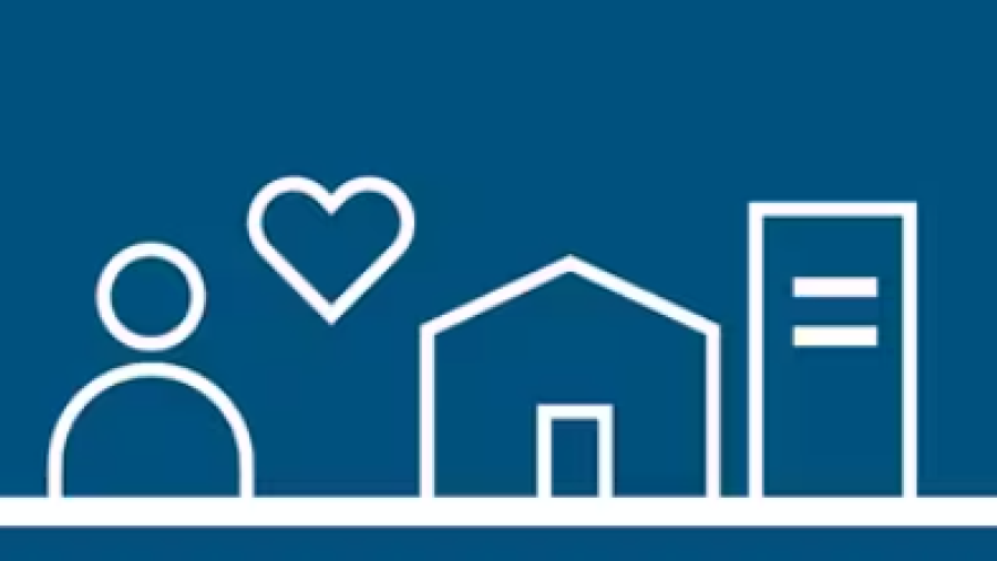 Graphic of person, heart, house and apartment